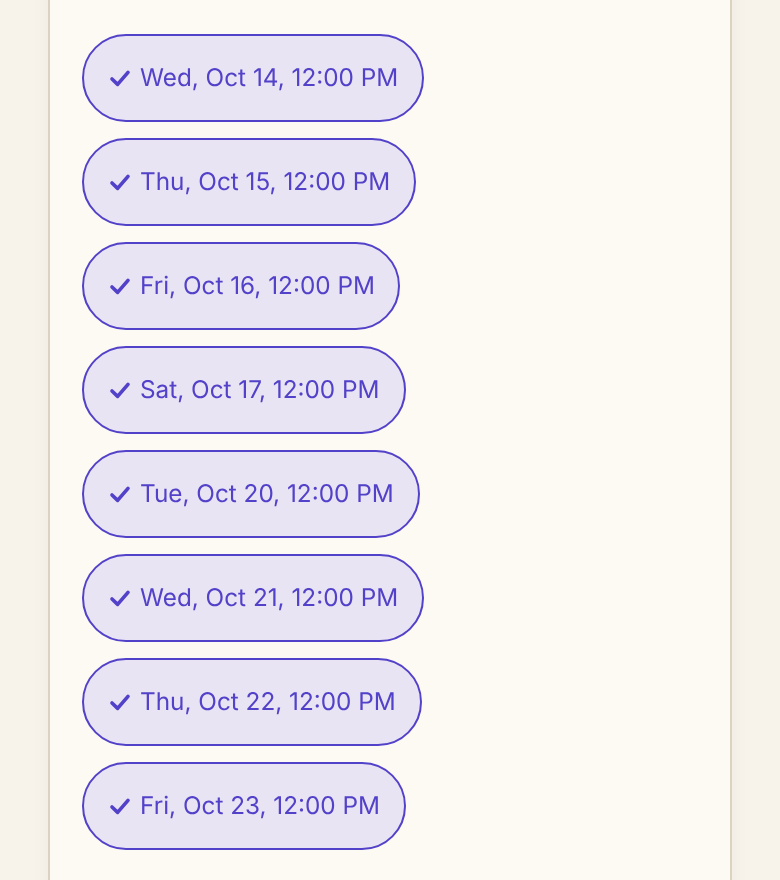 Time offers with eight times selected, 8 of 8, for Jordan.